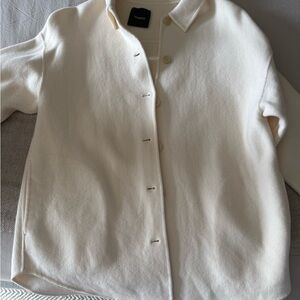Cream Button-Up Jacket flannel by Theory